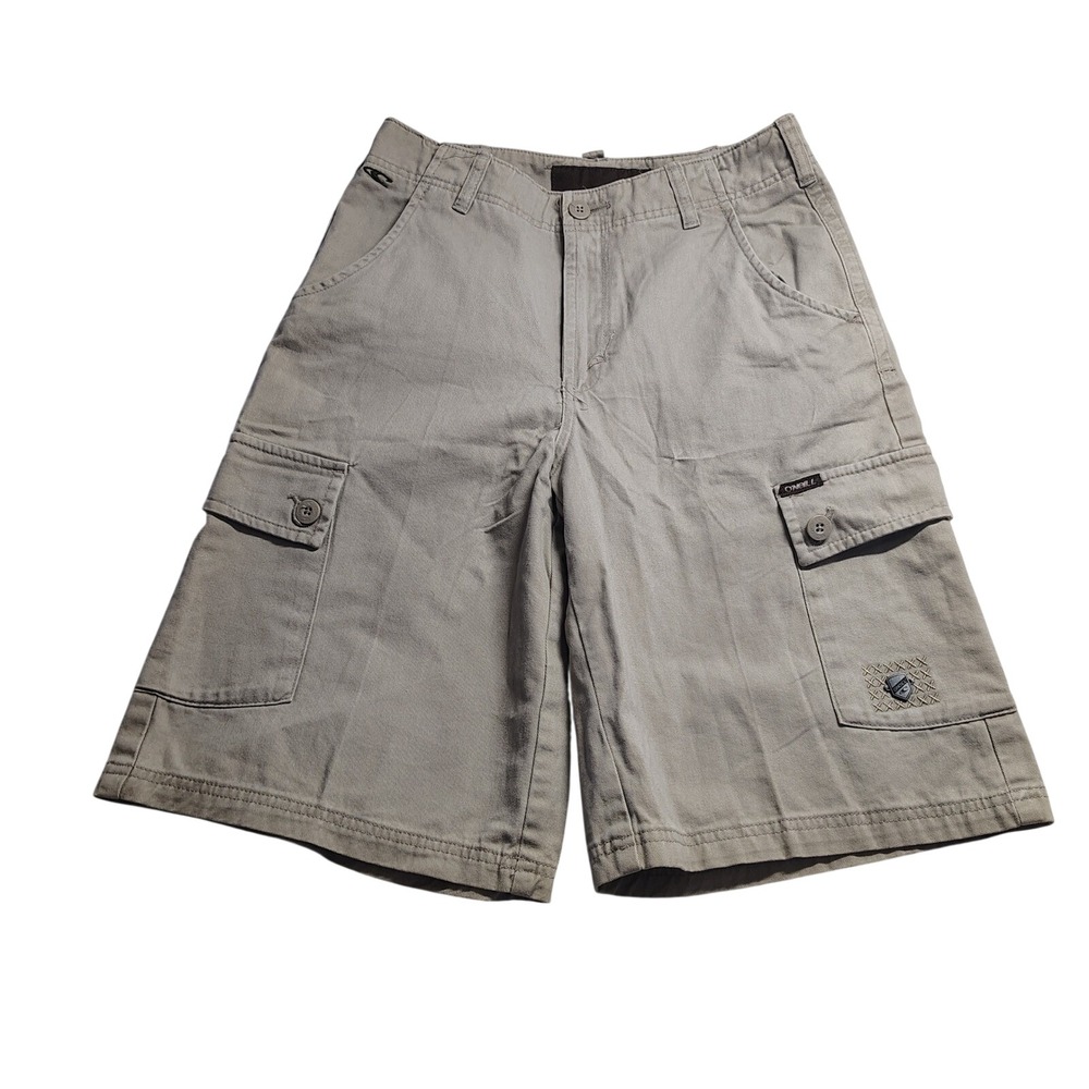 Vintage ONeill Mens Khaki Tan‎ Cotton Twill Cargo Shorts Size 28